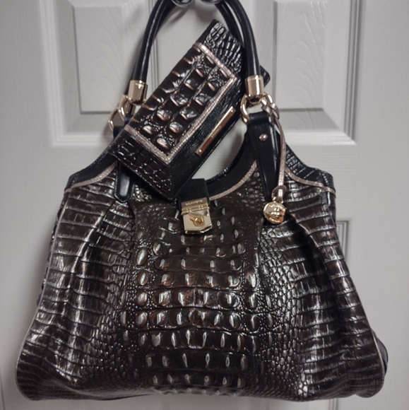 Brahmin Elisa Satchel w/ Wallet Gray/BlkMulti - Picture 16 of 16